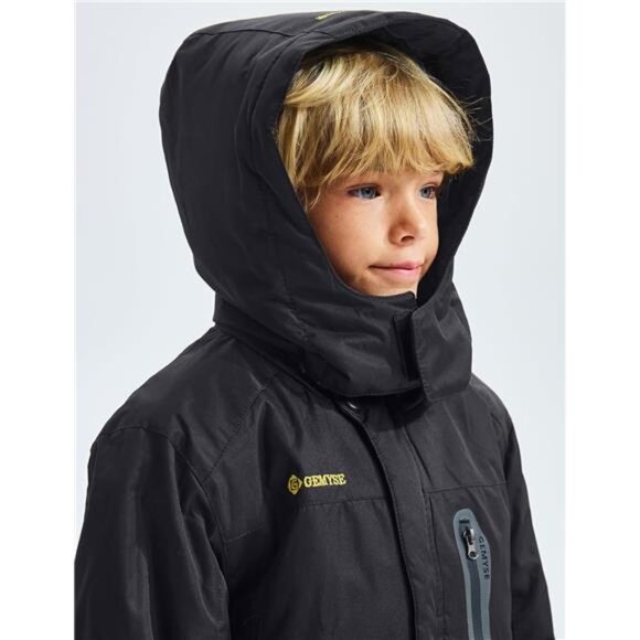 Boy's Waterproof Ski Snow Jacket Hooded Fleece Lined Windproof Winter Jacket - Picture 5 of 7
